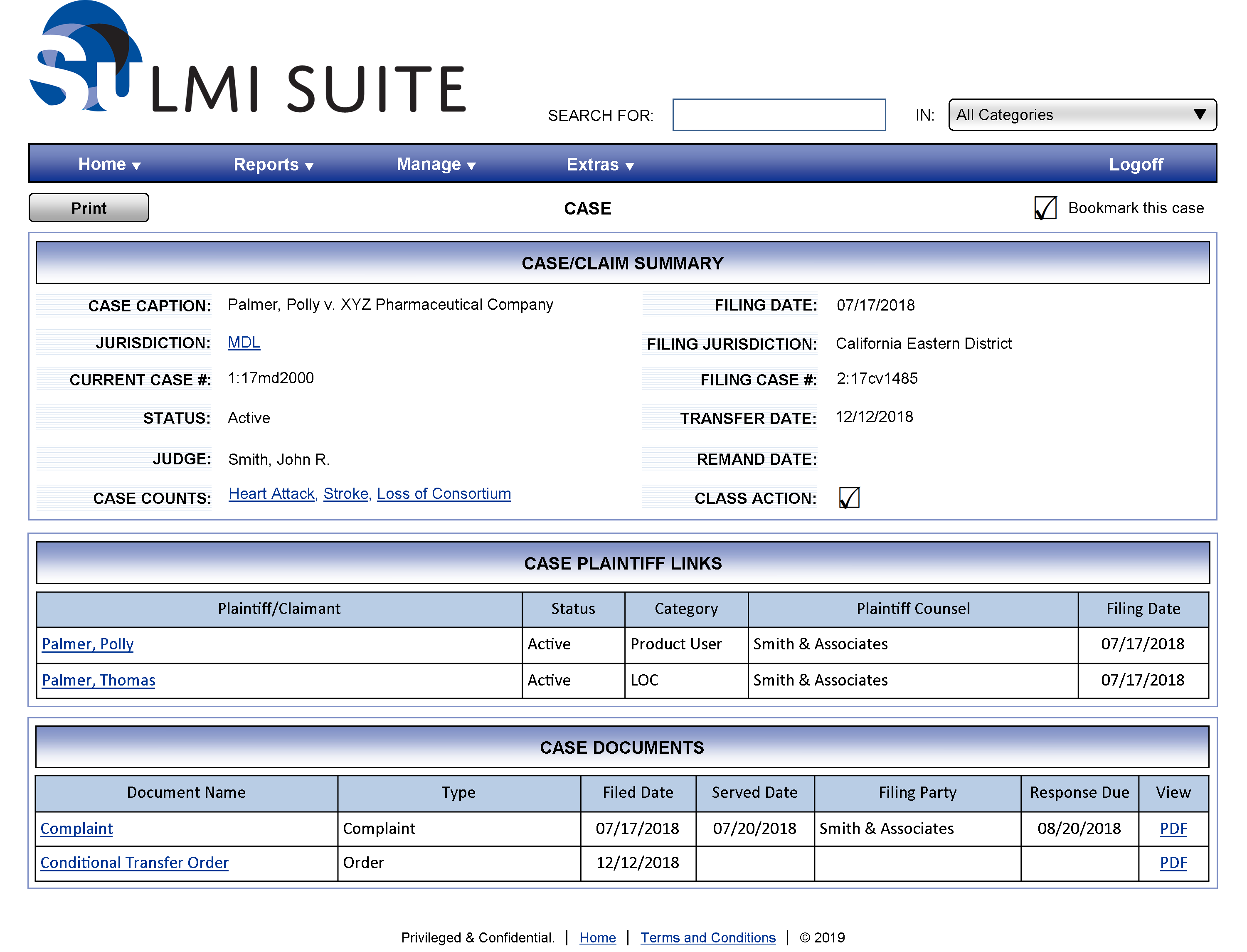Case Management Settlement Support Litigation Management Inc 